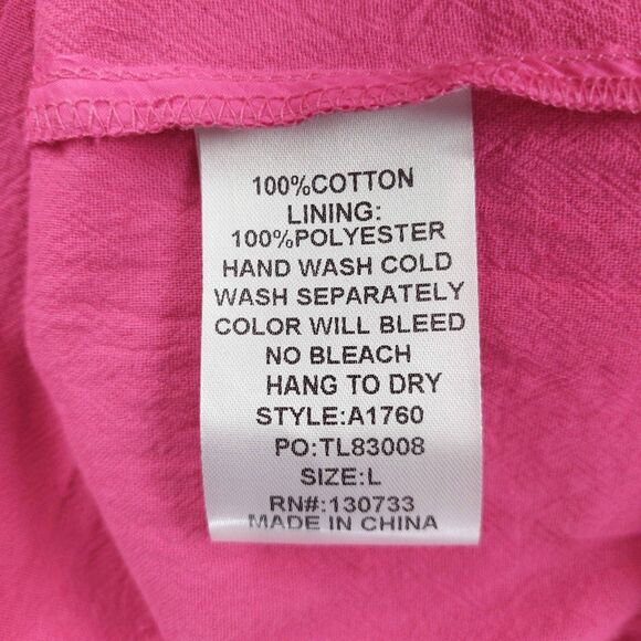 Umgee Womens Boho Peasant Top Sz Large Pink Embroidered Floral Blouse Cotton - Picture 8 of 12